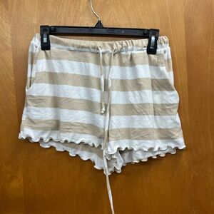 Altard state Tan and White Striped Women's drawstring Shorts